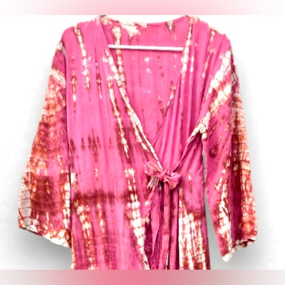 Handmade Hand Dyed Boho Bohemian Maxi Kimono Dress | Festival Rave Bali Chakra - Picture 7 of 8